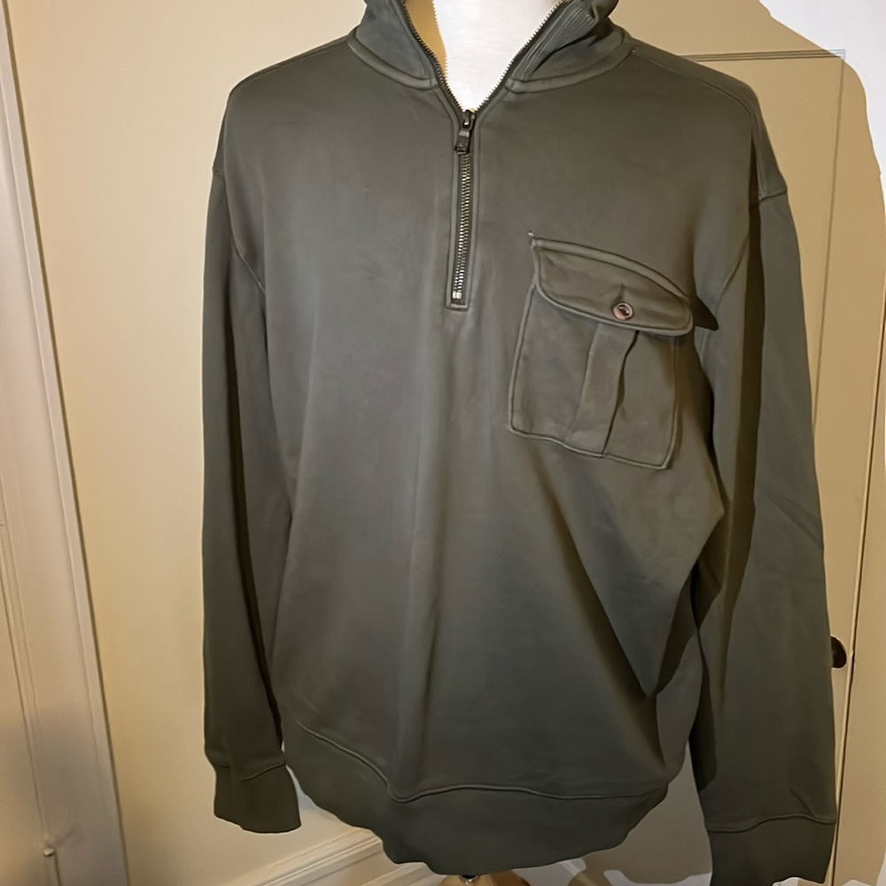 Men’s Banana Republic Quarter Zip Sweatshirt, XL Military Green